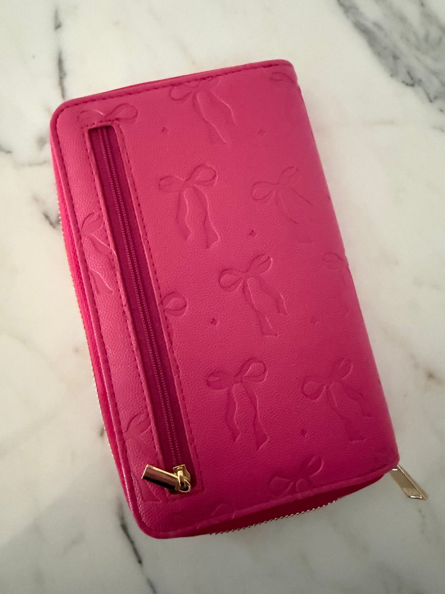 PRE ORDER zip around Vegan Pebbled BOW Leather binder A6