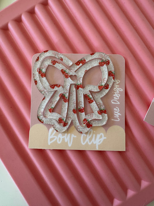 Glitter bows strawberry jumbo paperclip