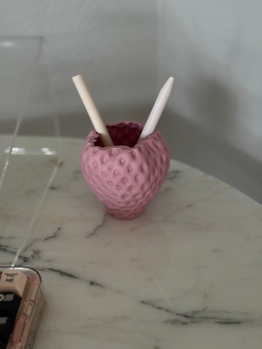 Strawberry pencil cup