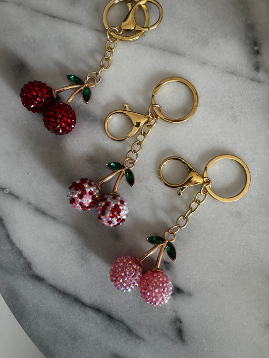 cherries bling keychain