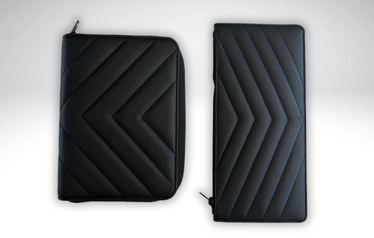 A6 Vegan Pebbled Leather Luxe Zip around Binder / luxe pouch set