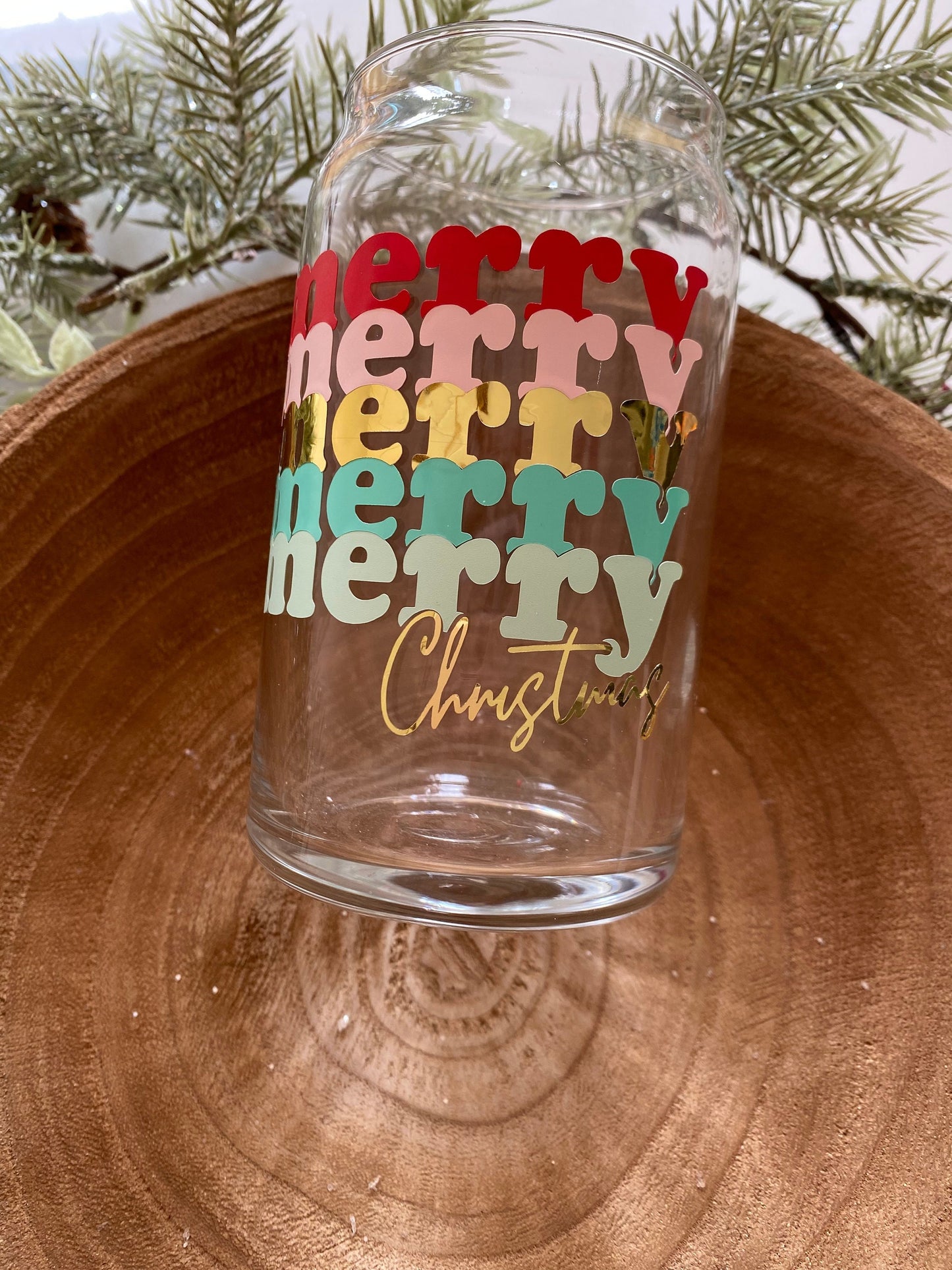 Merry Iced Coffee Glass