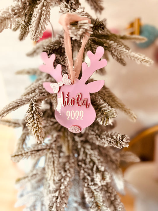 Reindeer personalize ornament