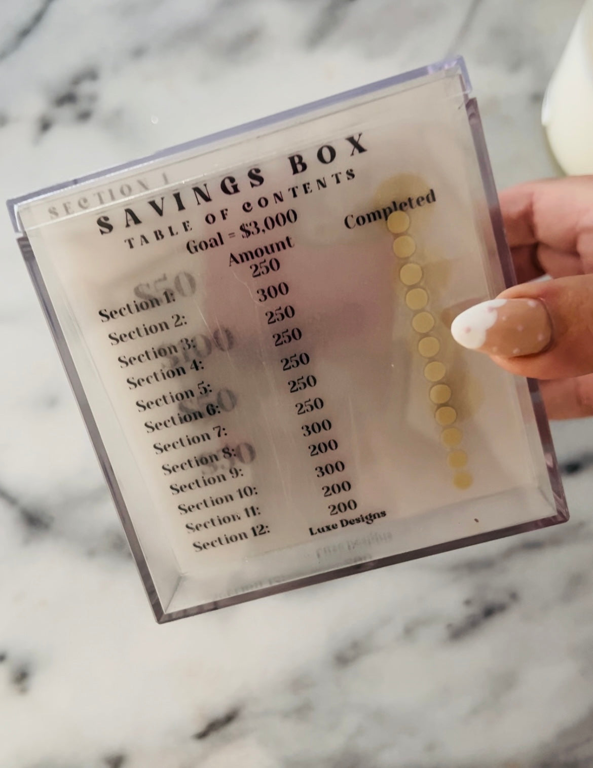 3k Acrylic Vellum Savings Box