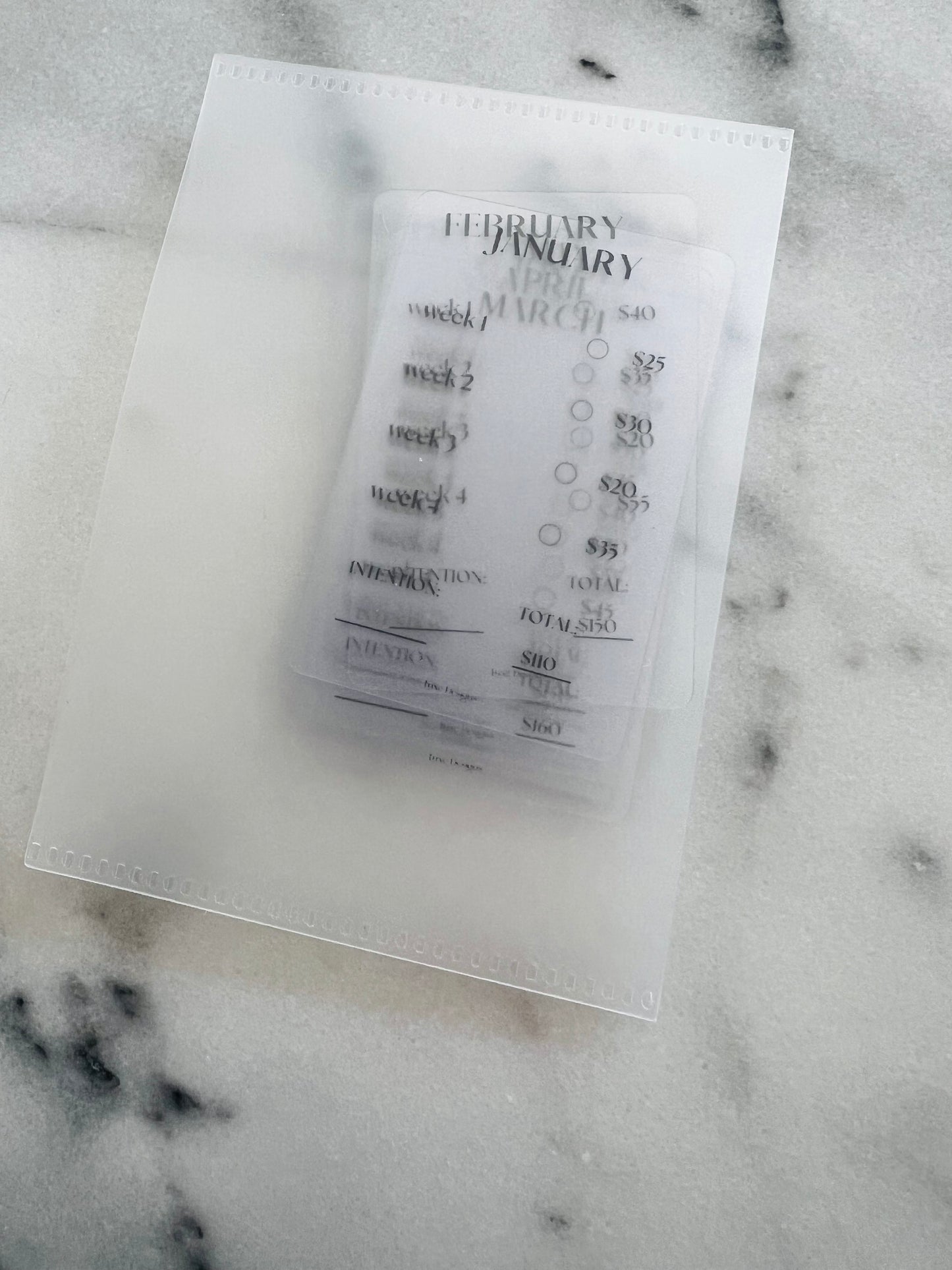 Mini monthly saving cards