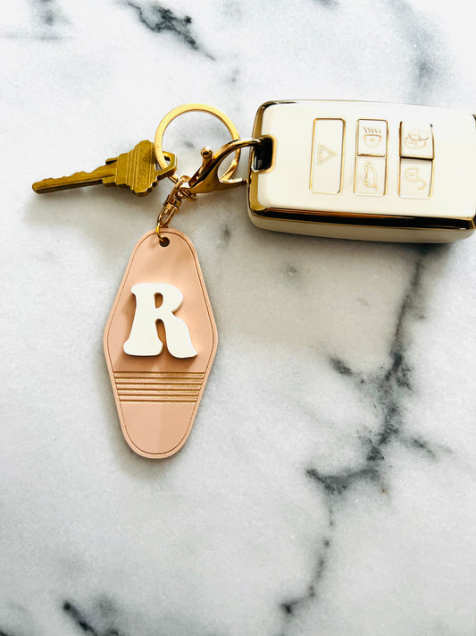 Retro initial motel keychain
