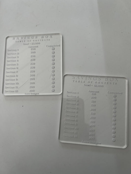 Small Acrylic Savings Box Add Ons