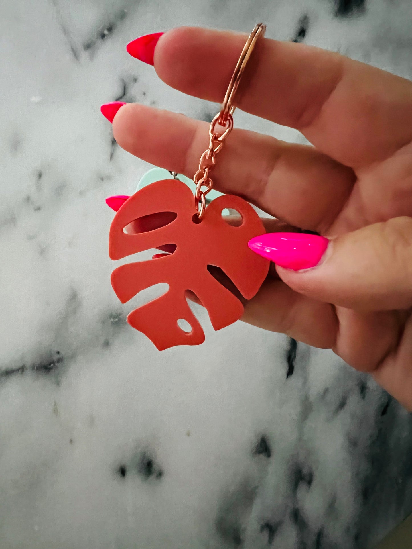 Monstera plant keychain