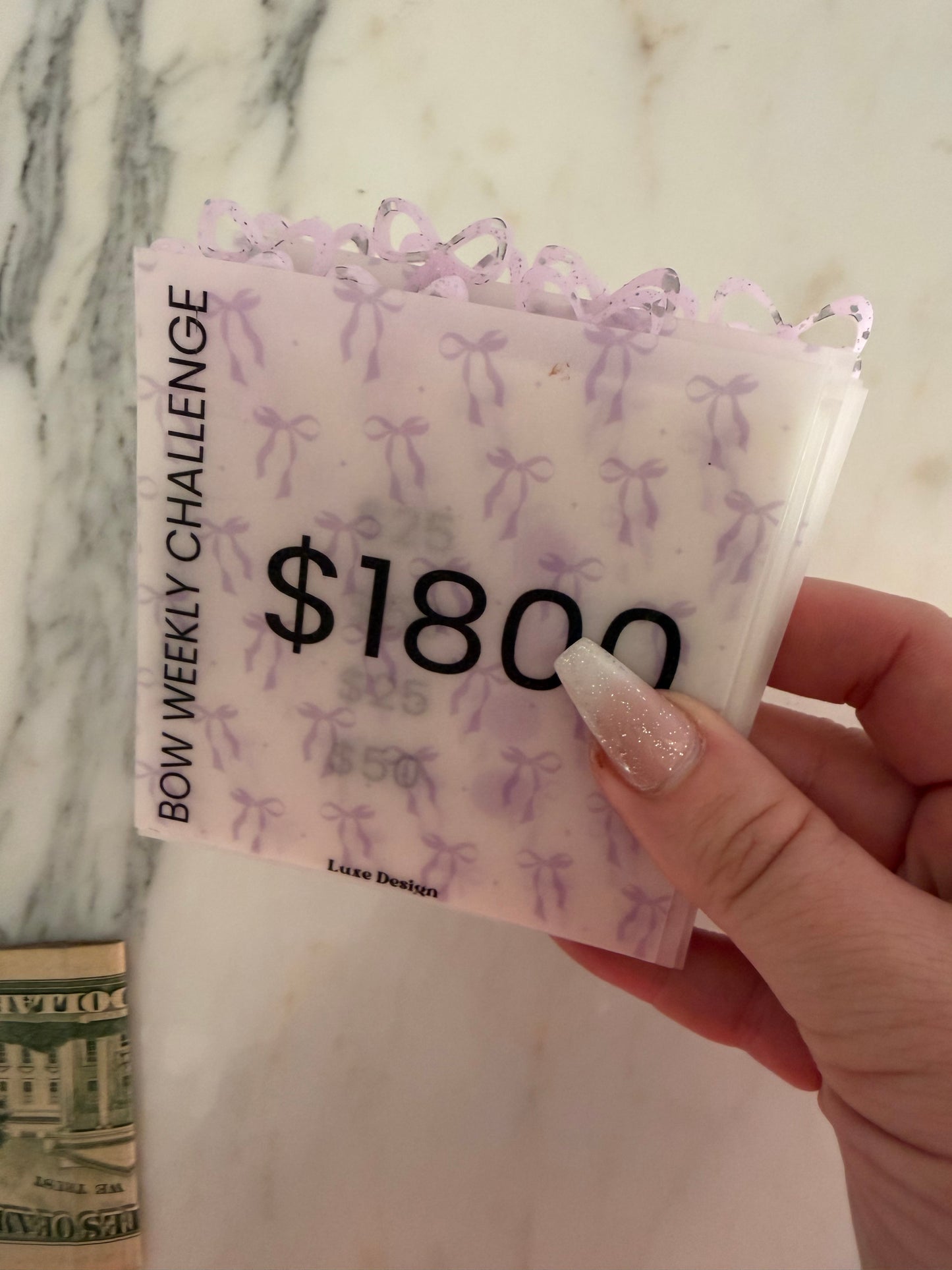 1800 Bow  Acrylic Vellum Savings Box