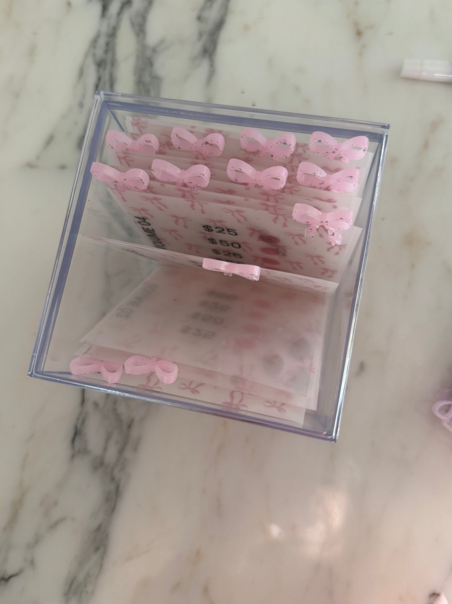 1800 Bow  Acrylic Vellum Savings Box