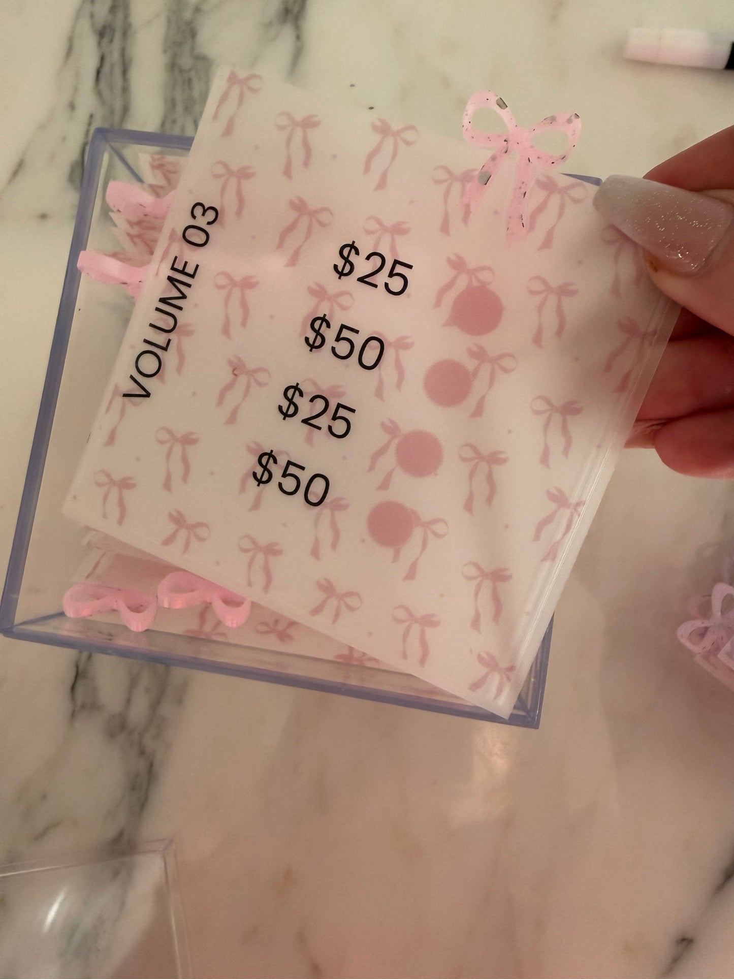 1800 Bow  Acrylic Vellum Savings Box