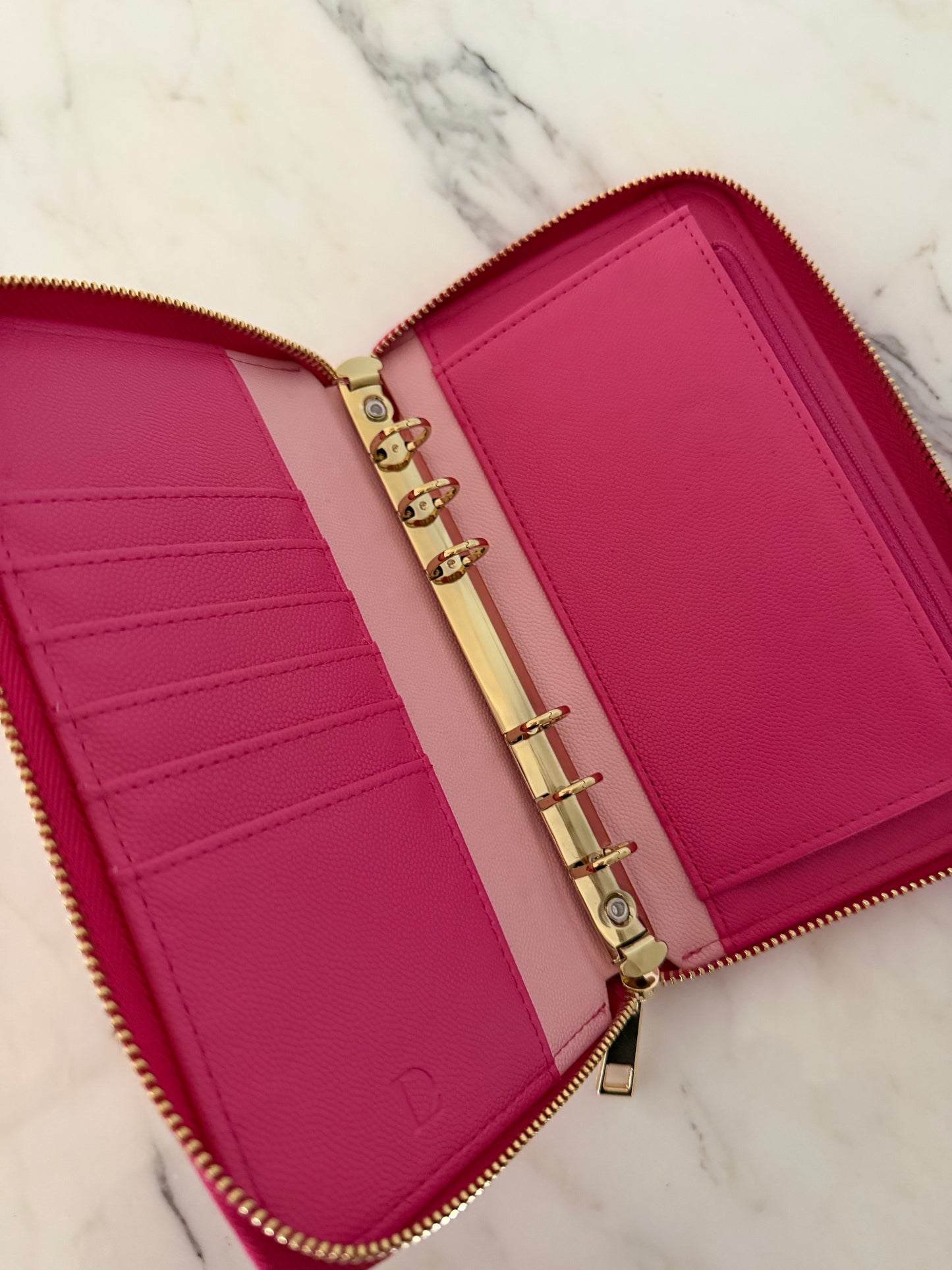 PRE ORDER zip around Vegan Pebbled BOW Leather binder A6