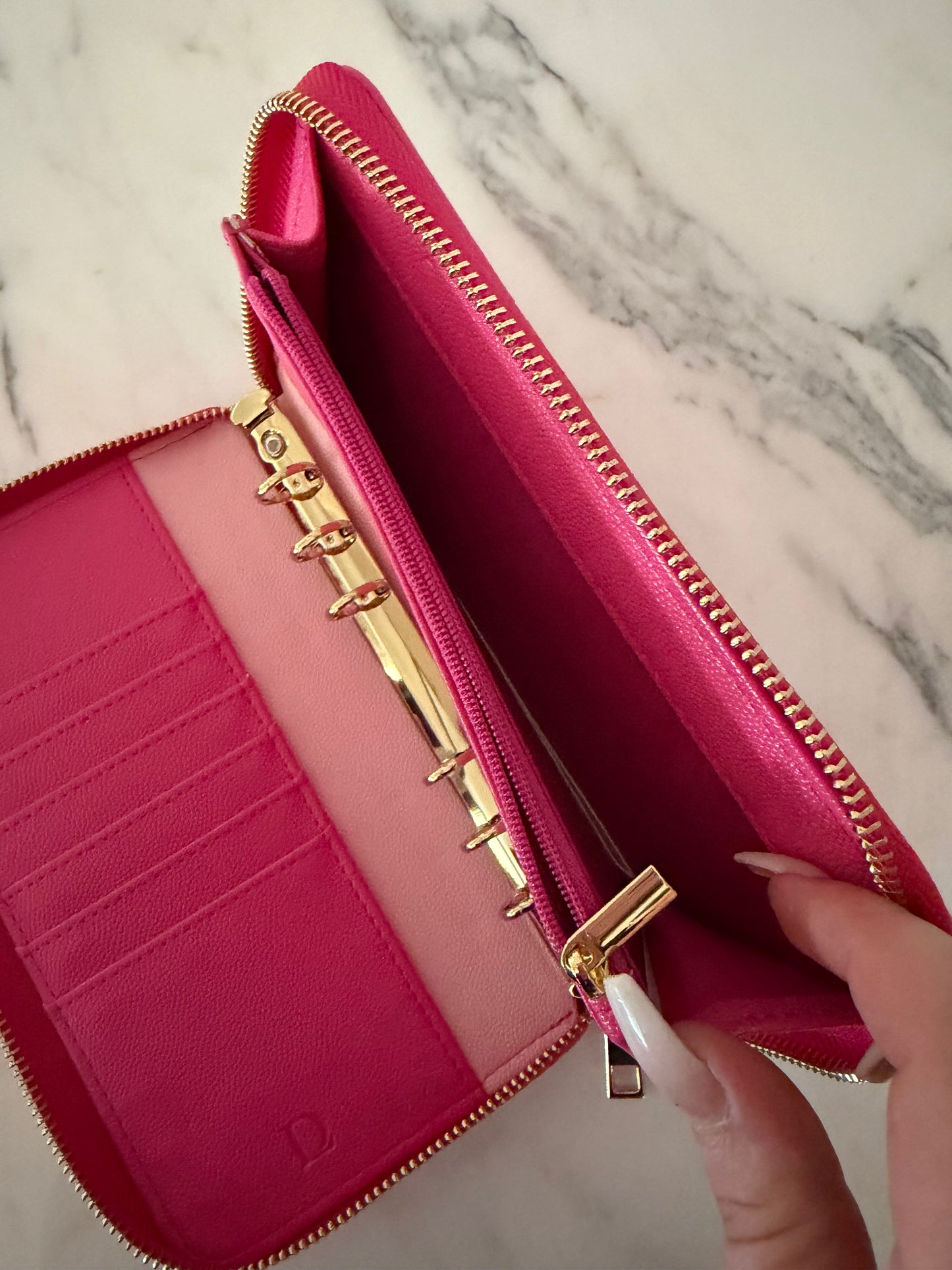 PRE ORDER zip around Vegan Pebbled BOW Leather binder A6