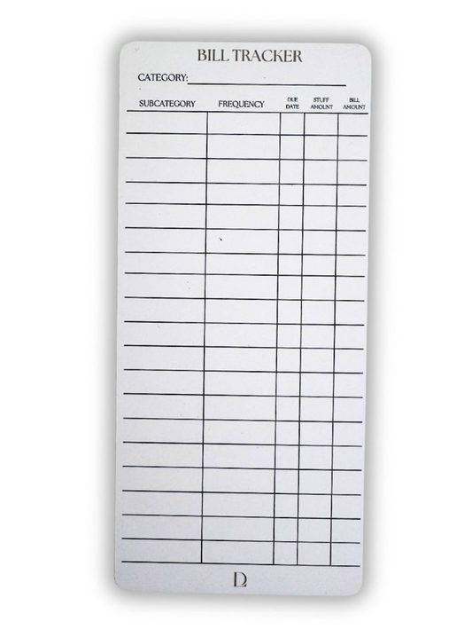 Reusable Bill Tracker