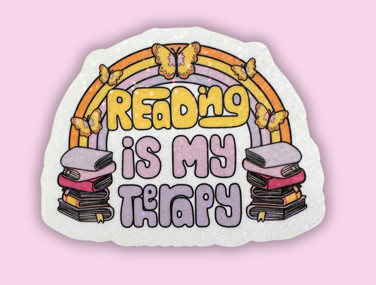 Reading is my Therapy holographic Sticker