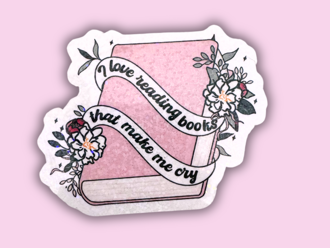 Sad book vinyl glitter sticker