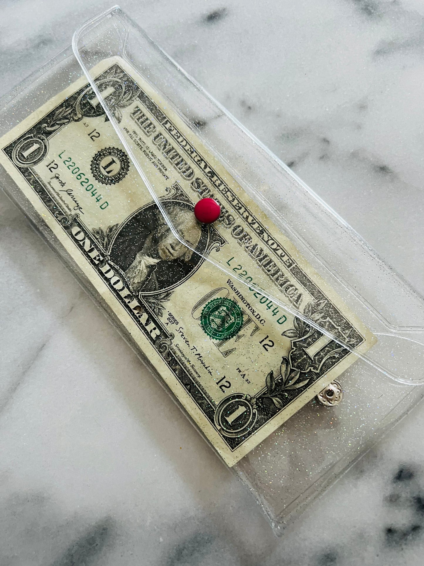 Clear glitter Plastic Snap Envelope Pouch