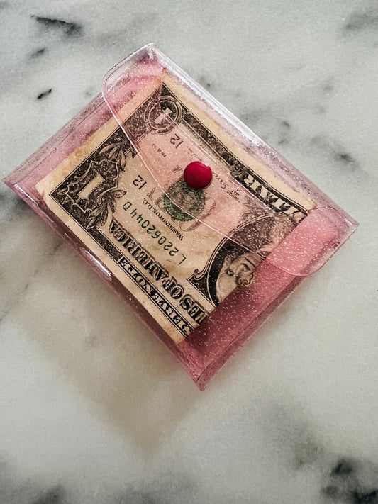 Mini pink glitter Plastic Snap Envelope Pouch