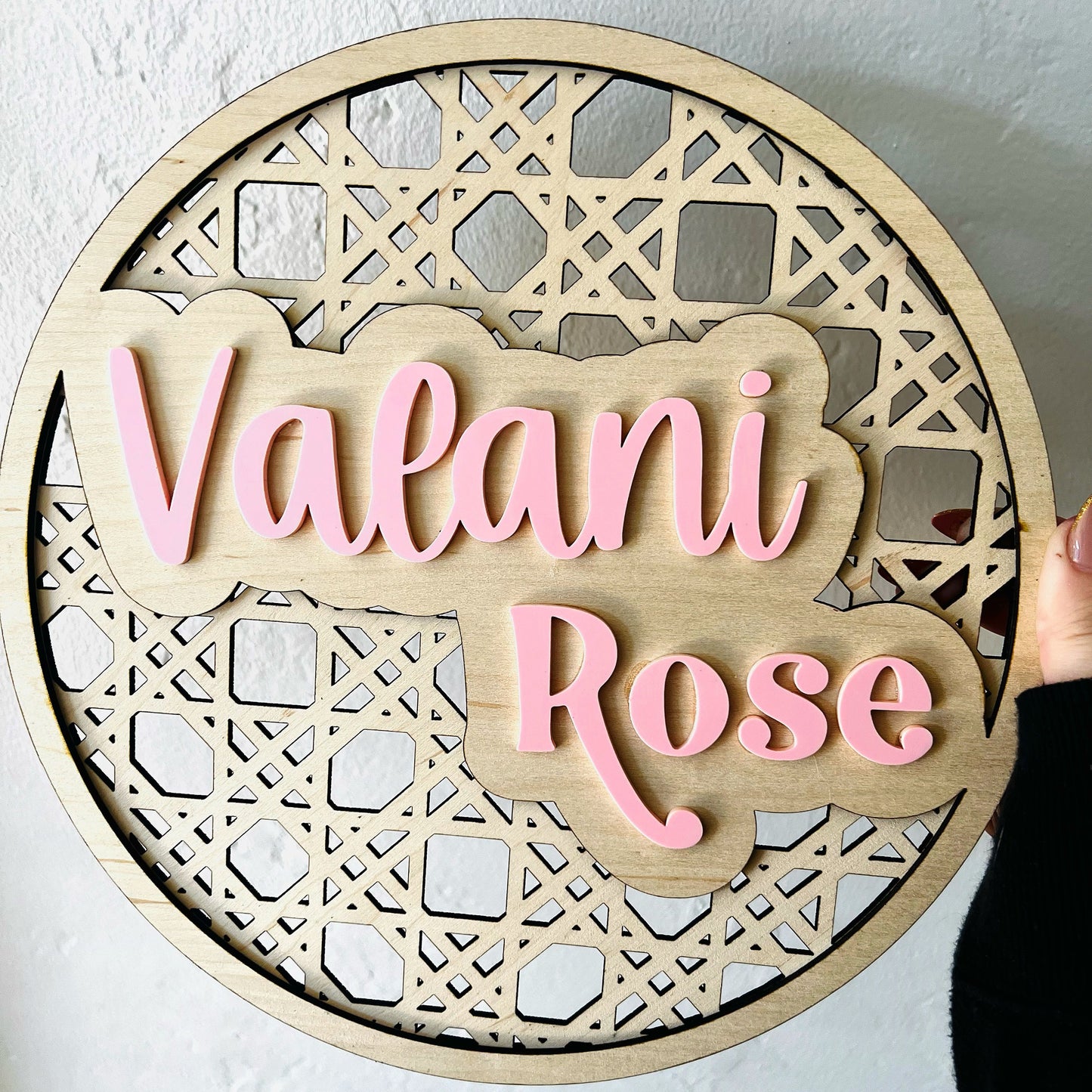 Faux Rattan Cane Name sign