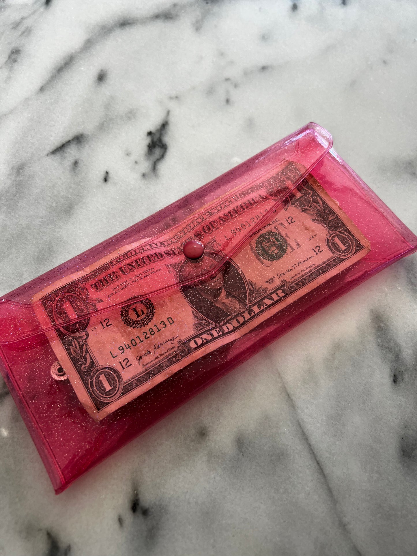 Hot pink Plastic Snap Envelope Pouch